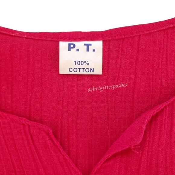 P . T . Red 100% Cotton ¾ Sleeves Top - Picture 12 of 12